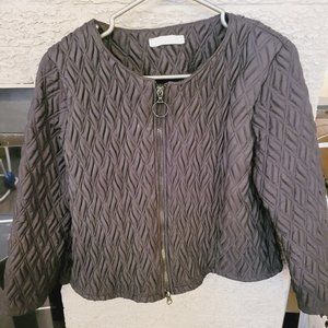 Black textured zipped up blazer